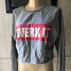 H&M cropped TWERK sweat shirt
